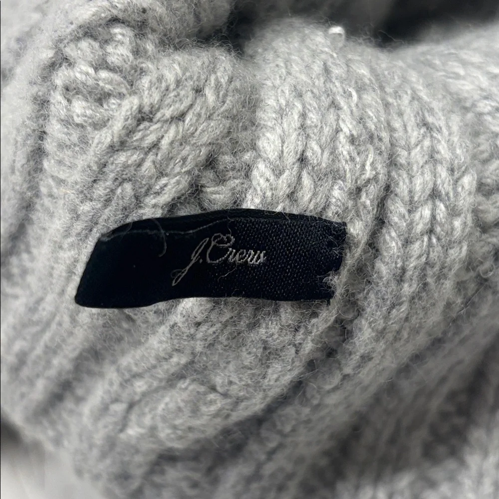 J. Crew Ribbed Beanie Hat in Gray with Gray Pom Pom‎